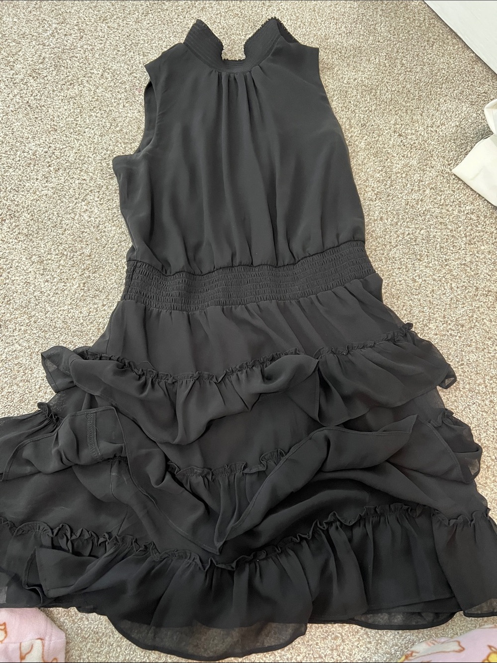 MSK Black Sleeveless Ruffled Tiered Dress